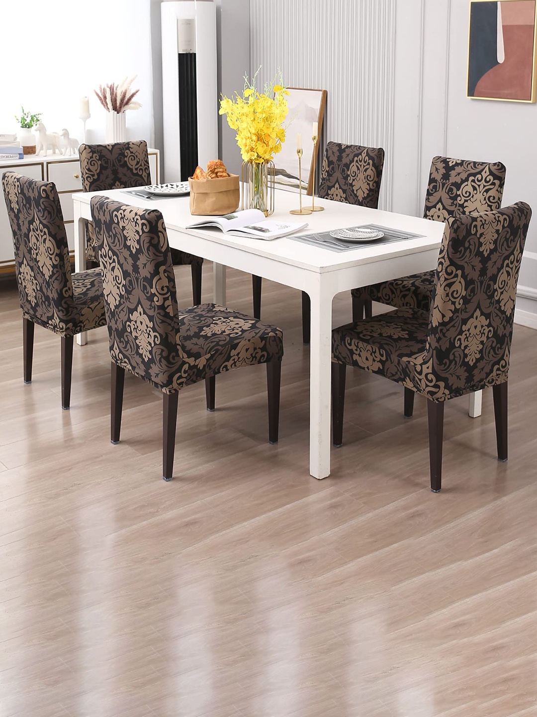 

Dakshya Industries Brown 6-Pieces Printed Chair Covers
