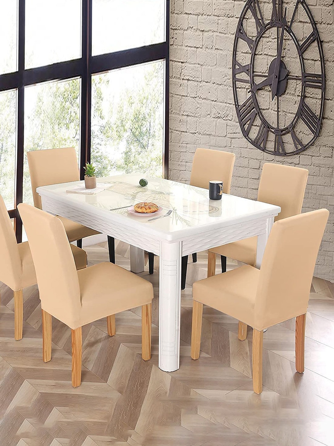 

Dakshya Industries Beige 6 Pieces Elastic Chair Covers