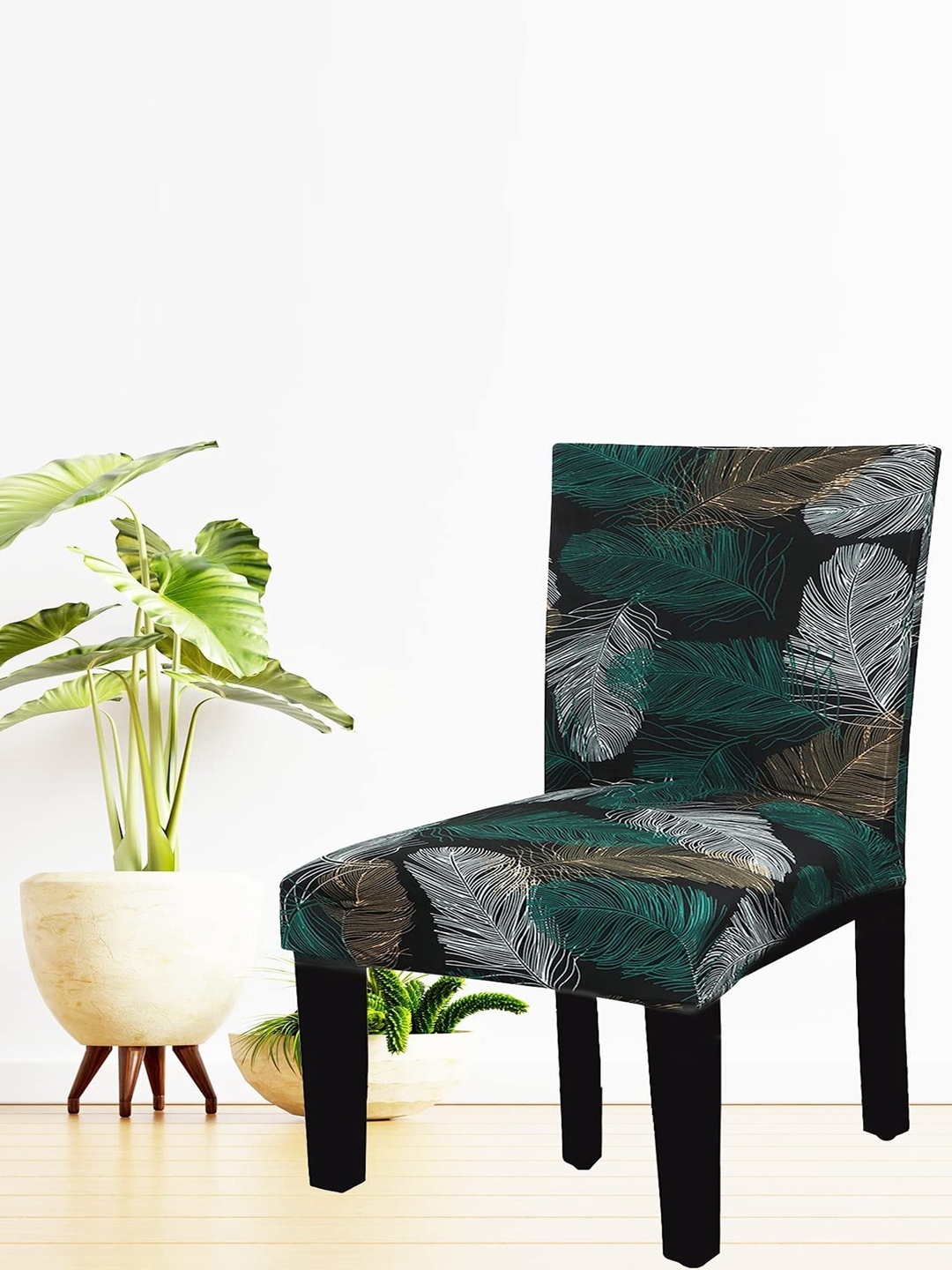 

Dakshya Industries Black & Green 6 Pieces Printed Elastic Chair Covers