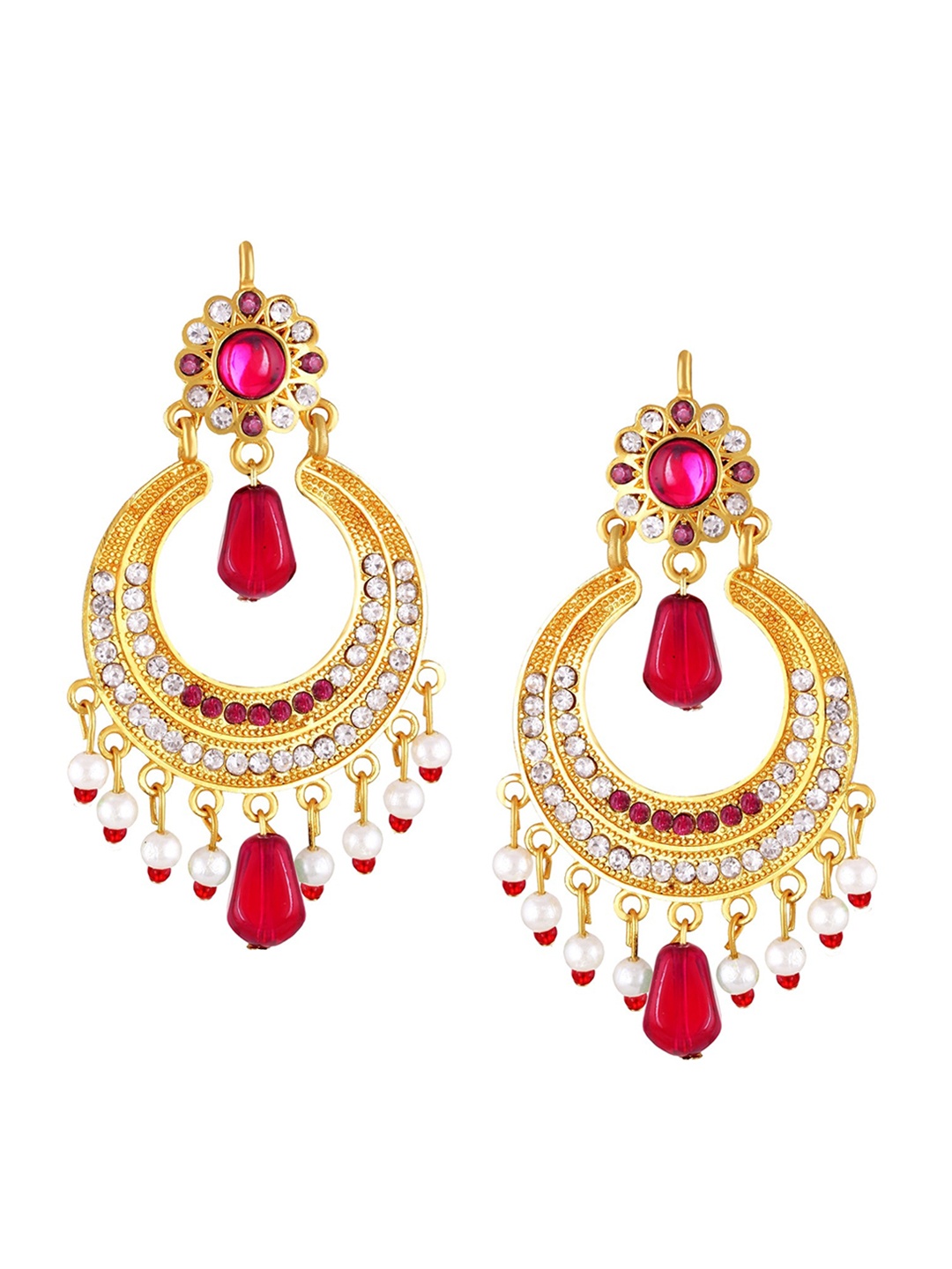 

Vighnaharta Gold-Plated Circular Drop Earrings