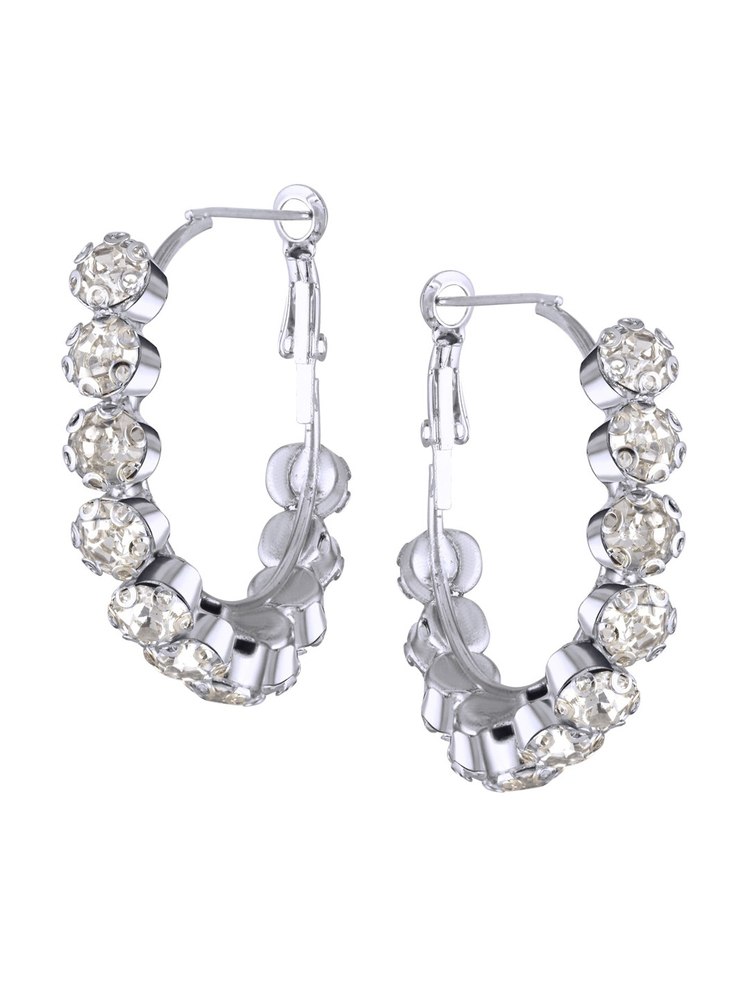 

Vighnaharta Rhodium-Plated Contemporary Hoop Earrings, Silver