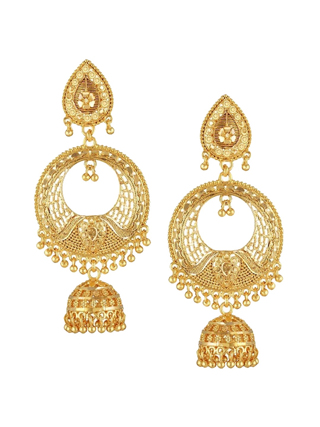 

Vighnaharta Gold-Plated Circular Jhumkas