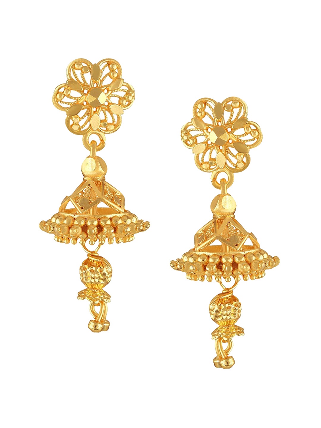 Vighnaharta Gold-Plated Floral Jhumkas