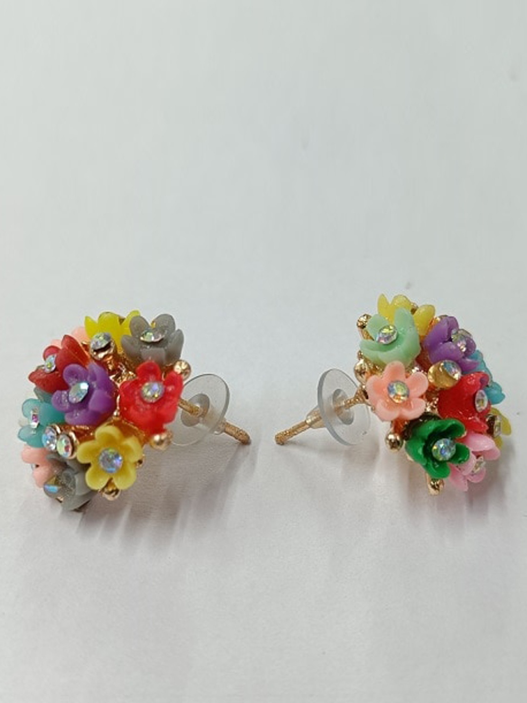 Vighnaharta Gold-Plated Floral Studs Earrings