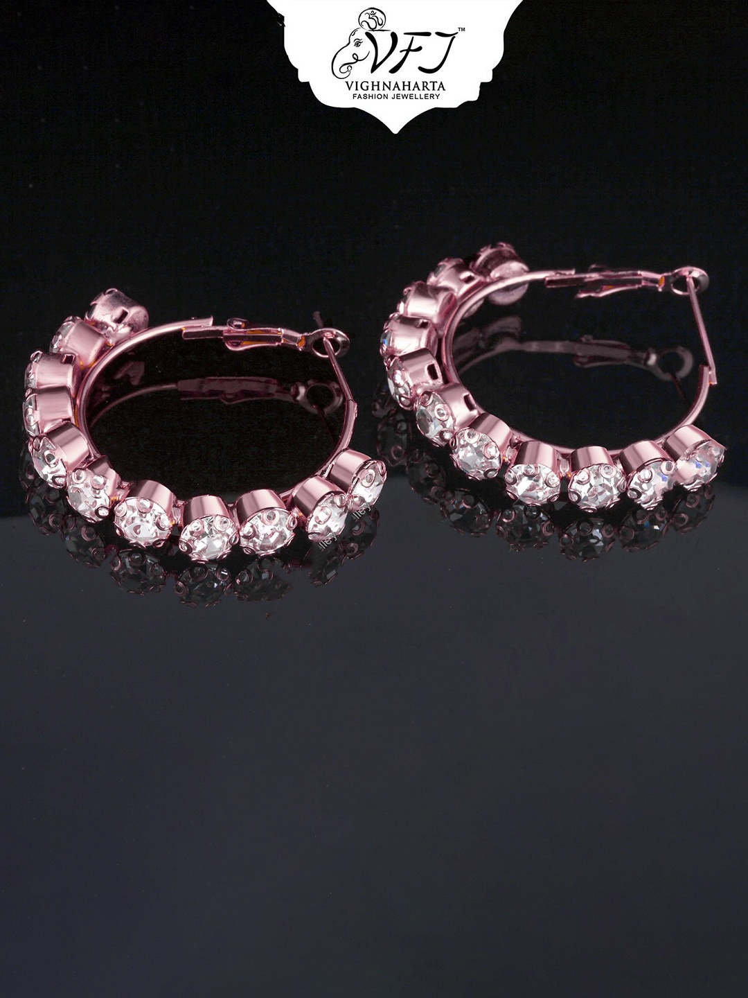 

Vighnaharta Rose Gold-Plated Circular Hoop Earrings