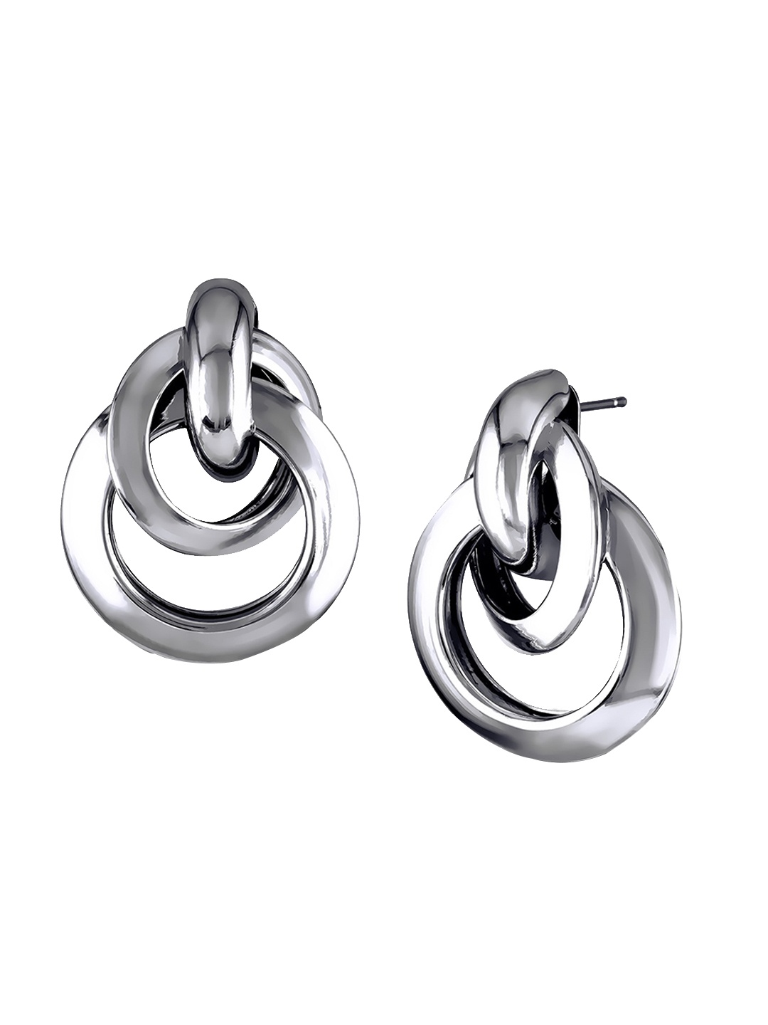 

Vighnaharta Rhodium-Plated Circular Drop Earrings, Silver