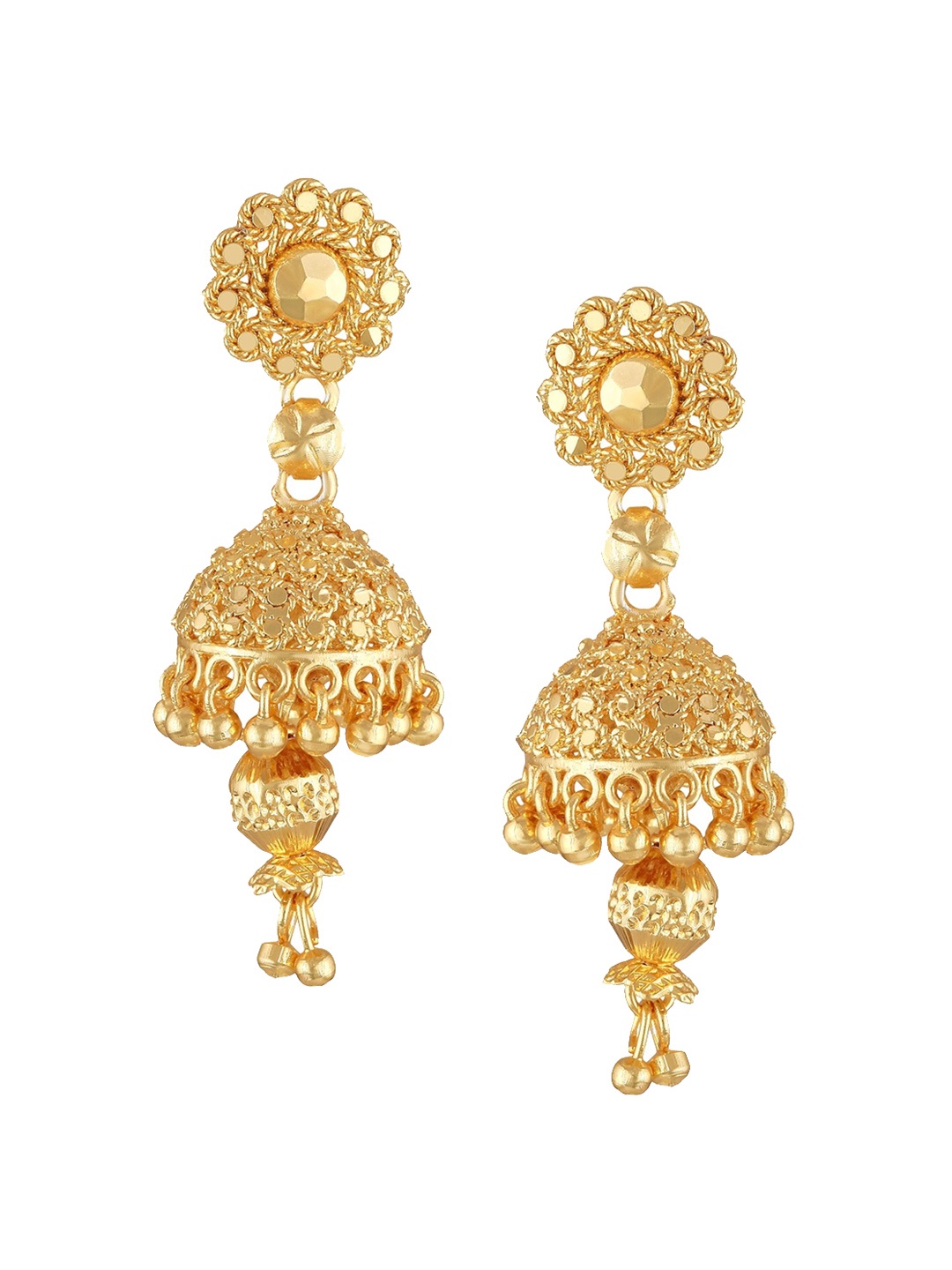

Vighnaharta Gold-Plated Floral Jhumkas