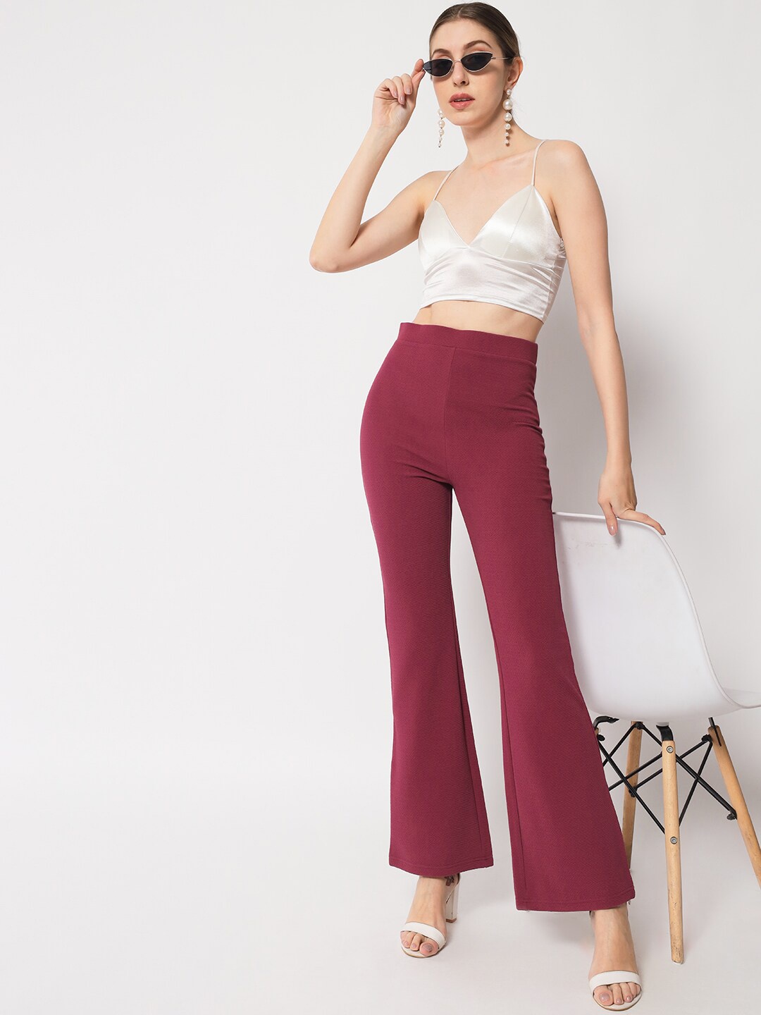 

Chemistry Flared High-Rise Trousers, Mauve