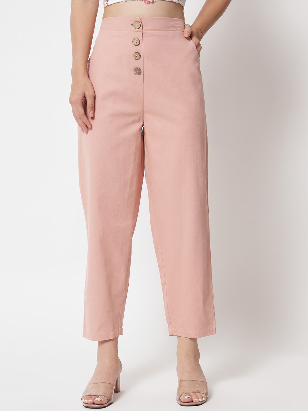 

Chemistry Straight Fit High-Rise Trousers, Pink