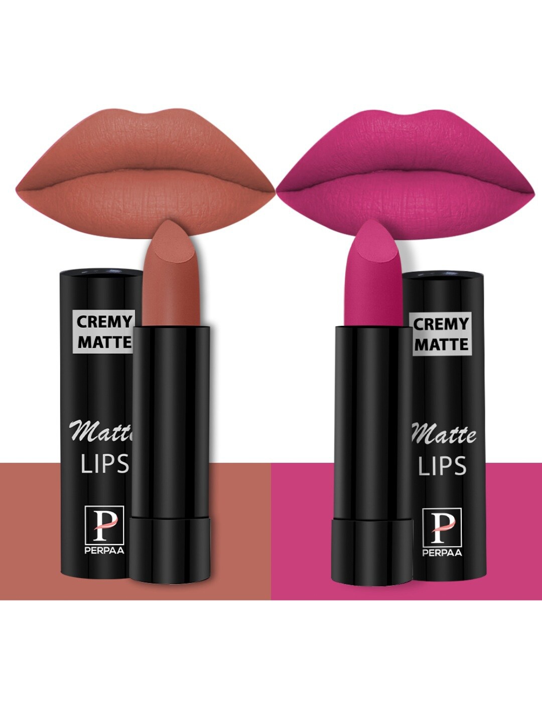 

PERPAA Set Of 2 Creamy Matte Long-Stay Lipstick - Caramel 62 & Pink Berry 71