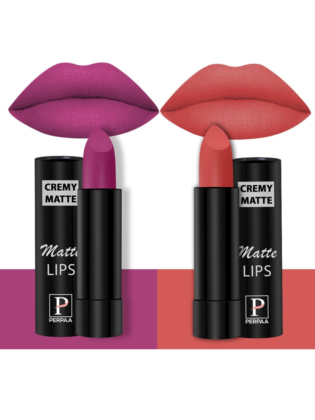 

PERPAA Set Of 2 Creamy Matte Long-Stay Lipstick - Rose Magenta 58 & Velvet Orange 93