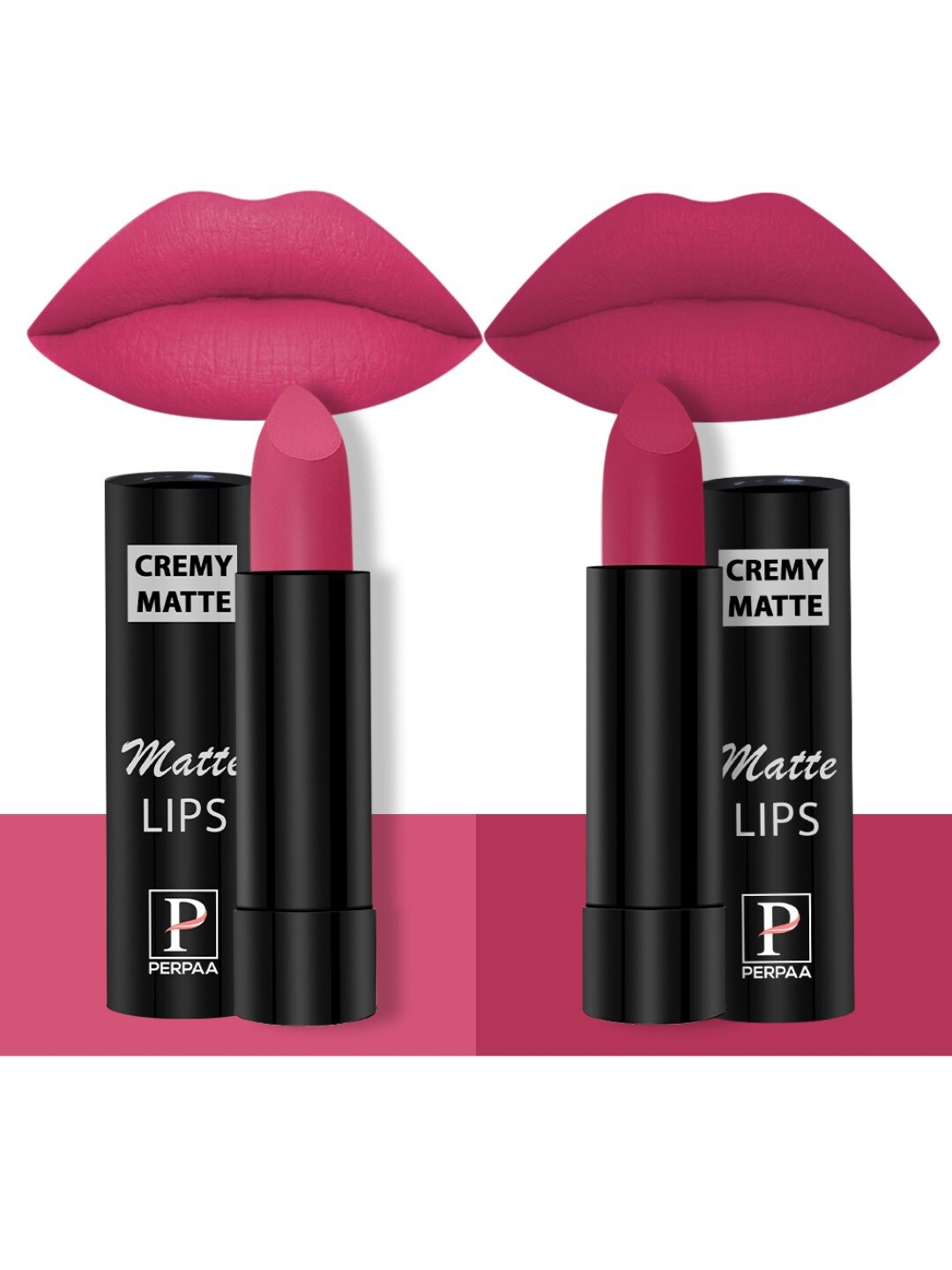 

PERPAA Creamy Matte Set Of 2 Long Stay Intense Lipstick - Pink Fusion 60-Strawberry Pink 9