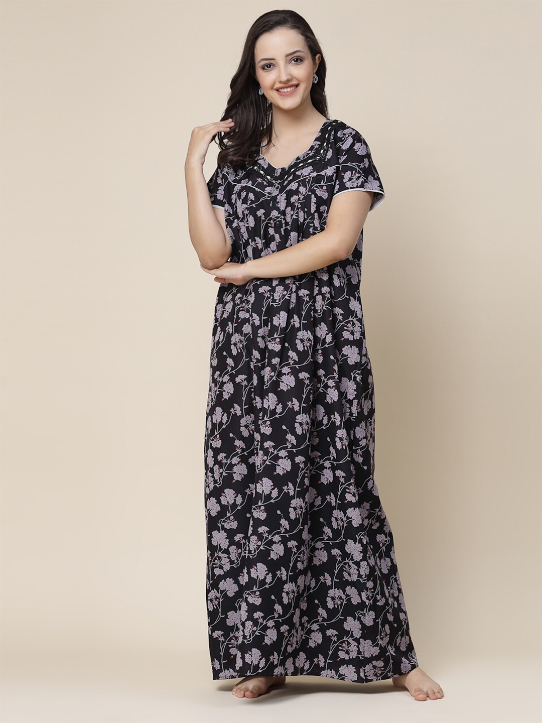 

Sweet Dreams Floral Printed Maxi Nightdress, Purple