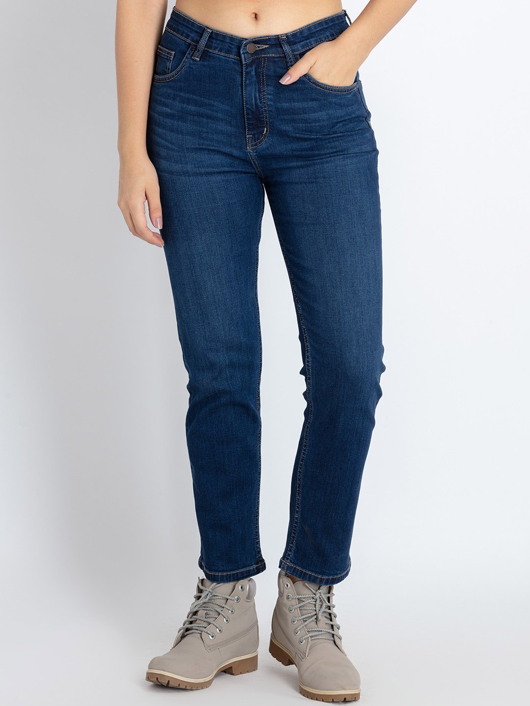

Status Quo Women Straight Fit Light Fade Stretchable Jeans, Blue