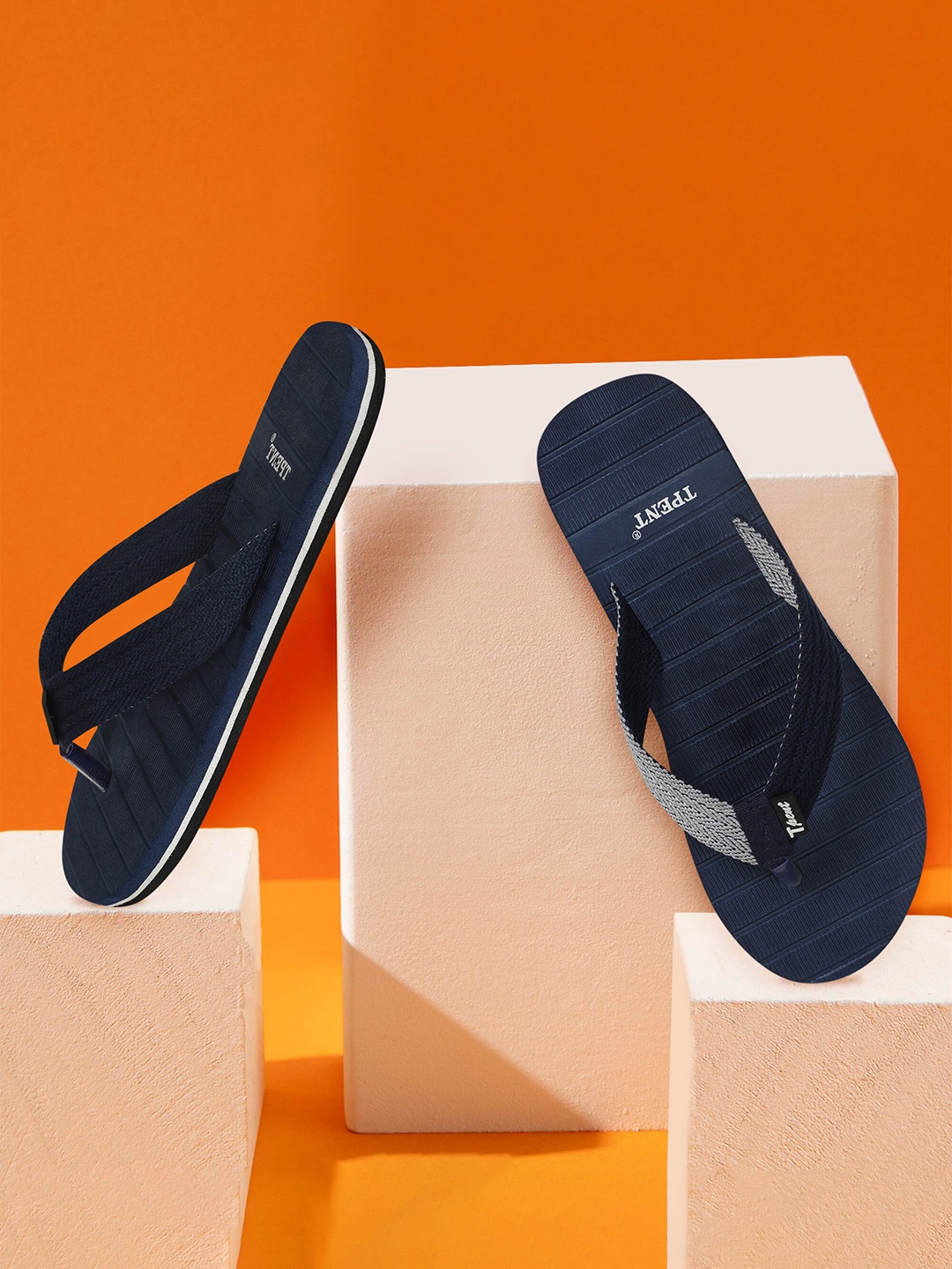 

TPENT Men Colourblocked Rubber Thong Flip-Flops, Blue
