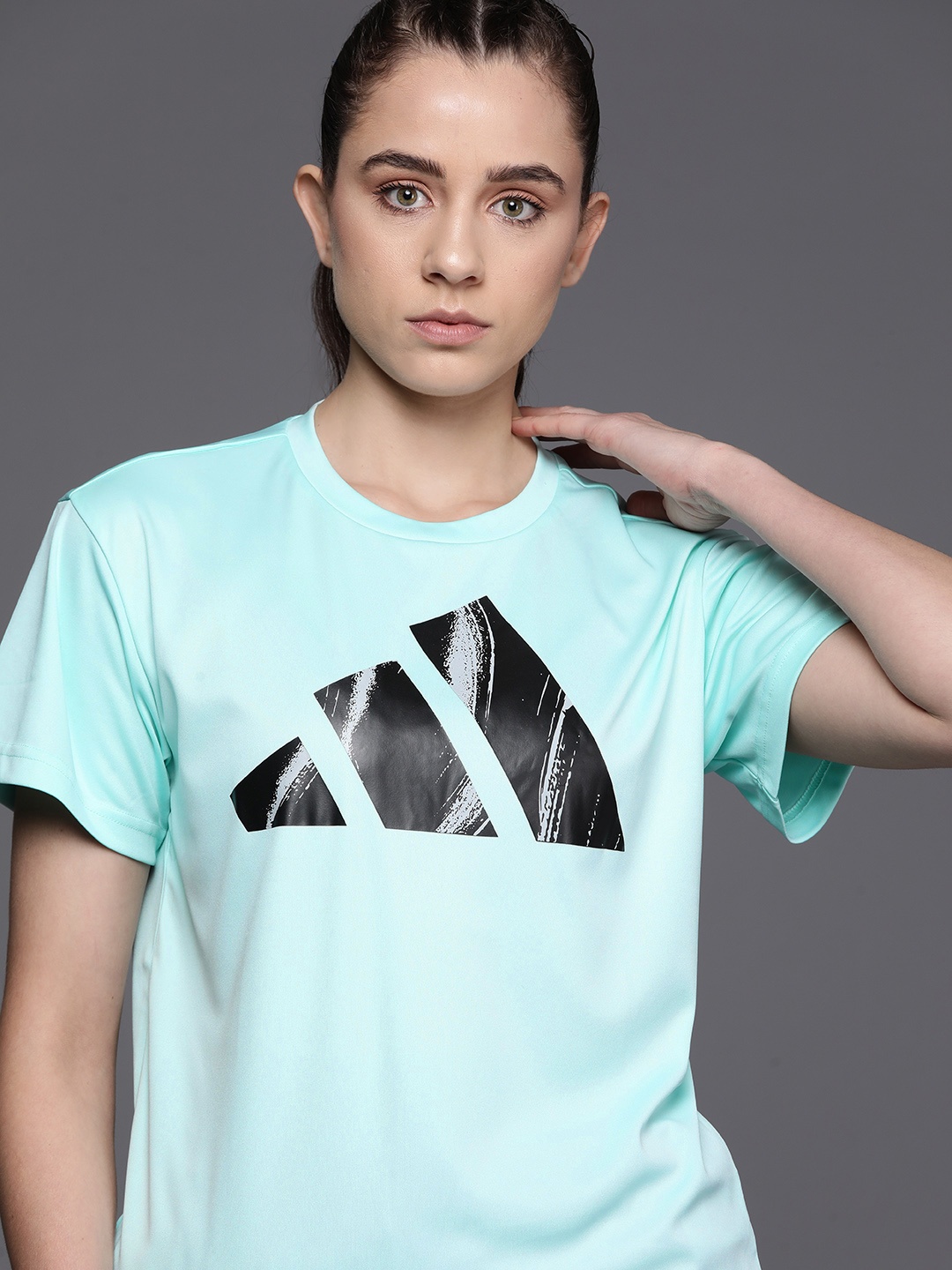 

ADIDAS Women Brand Logo Run IT BL T-shirt, Blue
