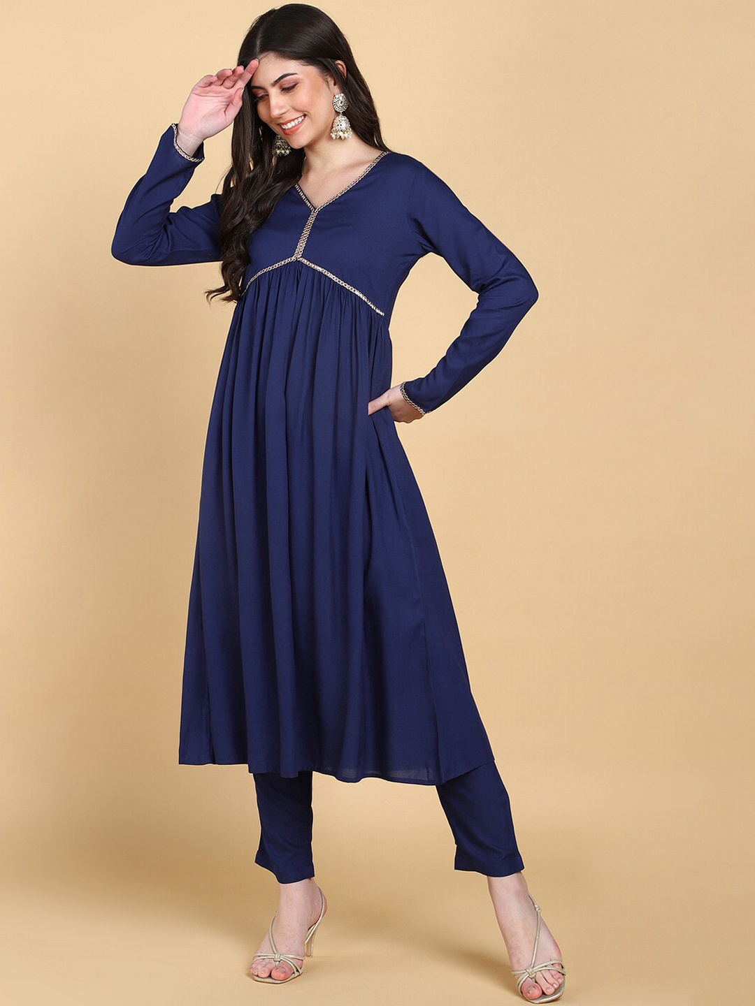 

HERE&NOW Empire Kurta With Trousers, Blue