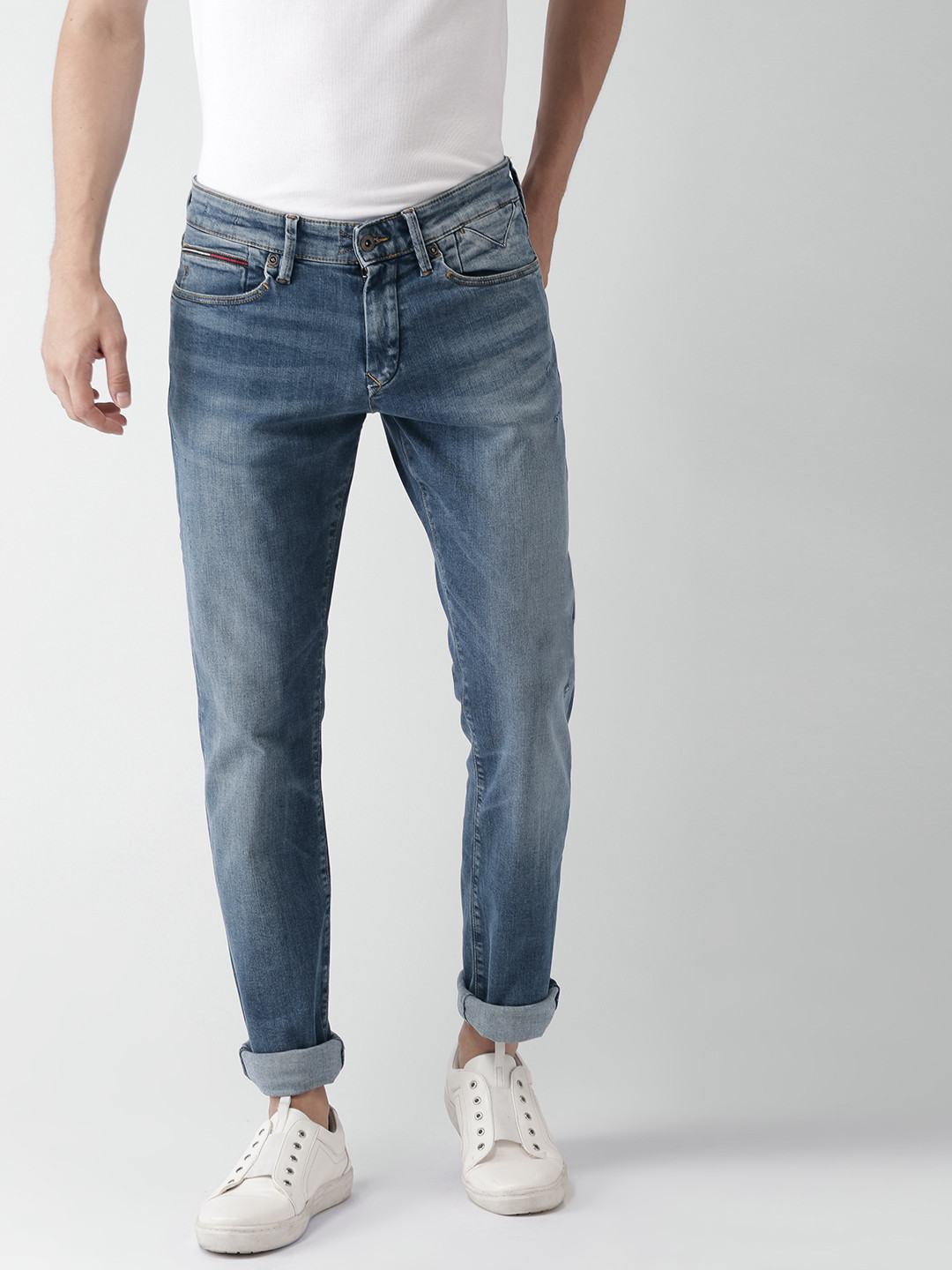 

Tommy Hilfiger Men Blue Slim Fit Low-Rise Clean Look Stretchable Jeans