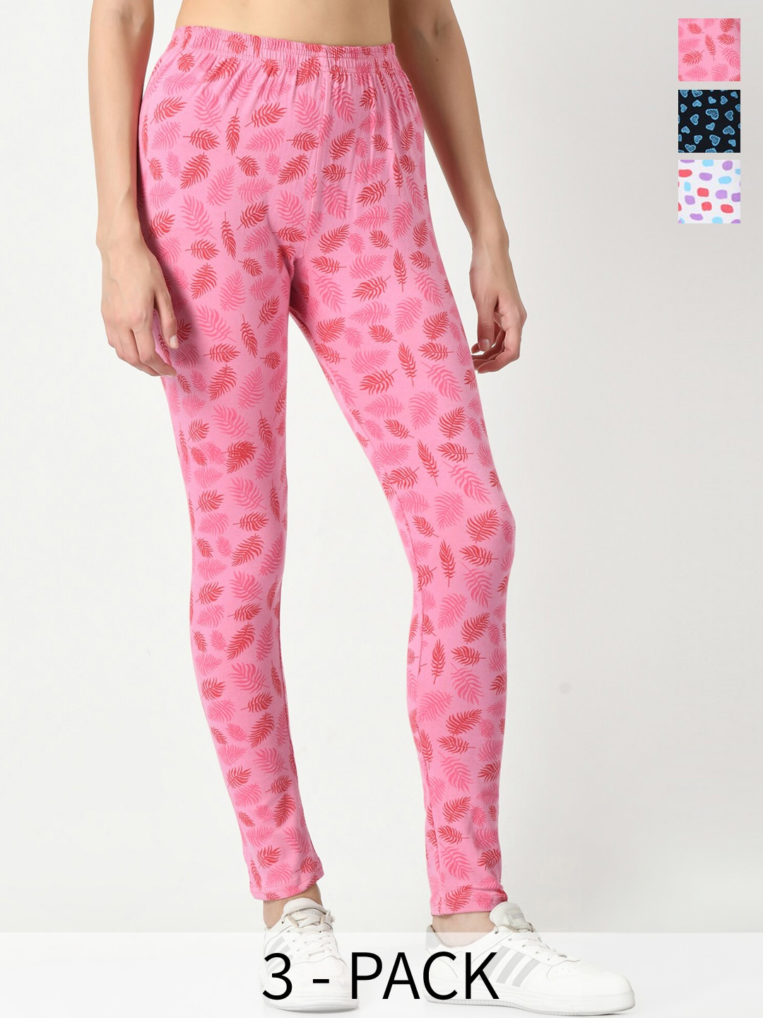 

BAESD Pack Of 3 Printed Slim-Fit Tights, Pink