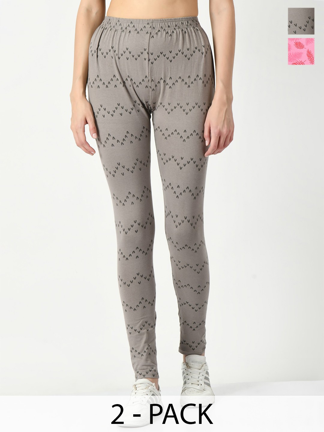 

BAESD Pack Of 2 Printed Slim-Fit Ankle Length Leggings, Grey