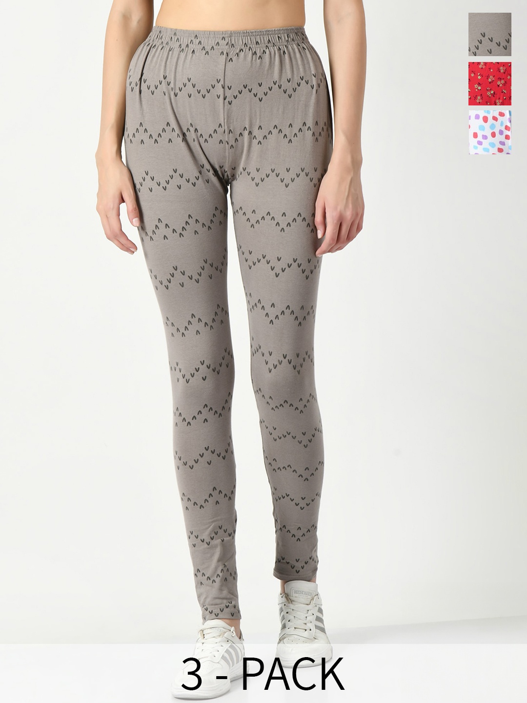 

BAESD Pack Of 3 Printed Slim-Fit Ankle Length Leggings, White