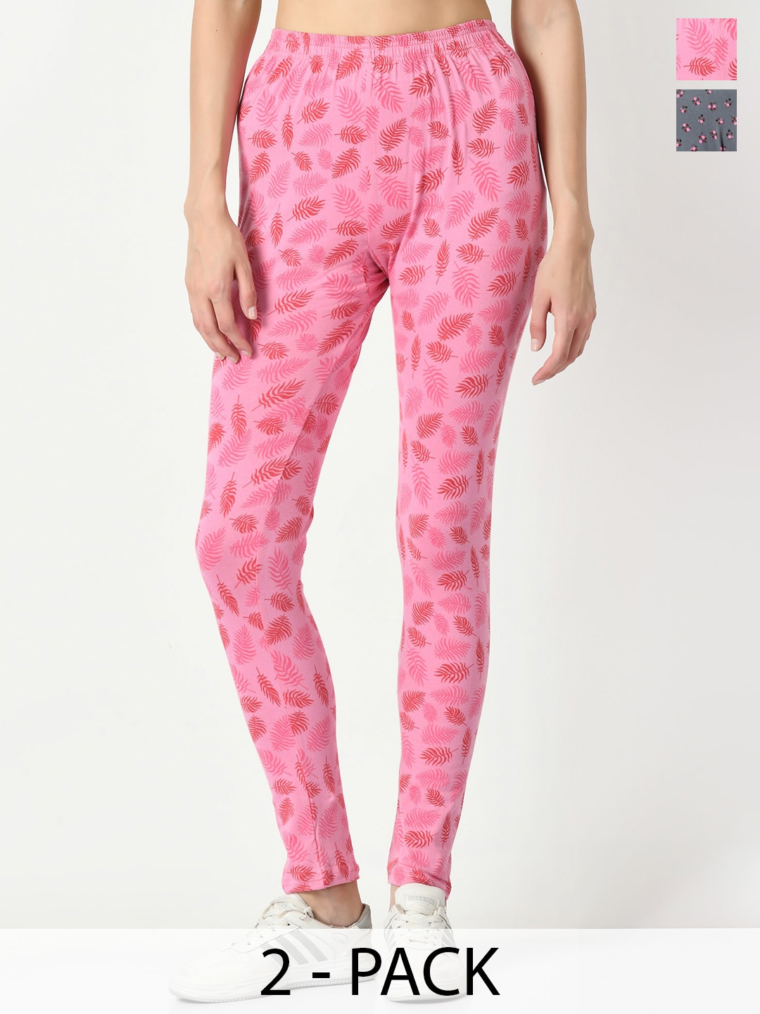 

BAESD Pack Of 2 Printed Slim-Fit Ankle Length Leggings, Pink
