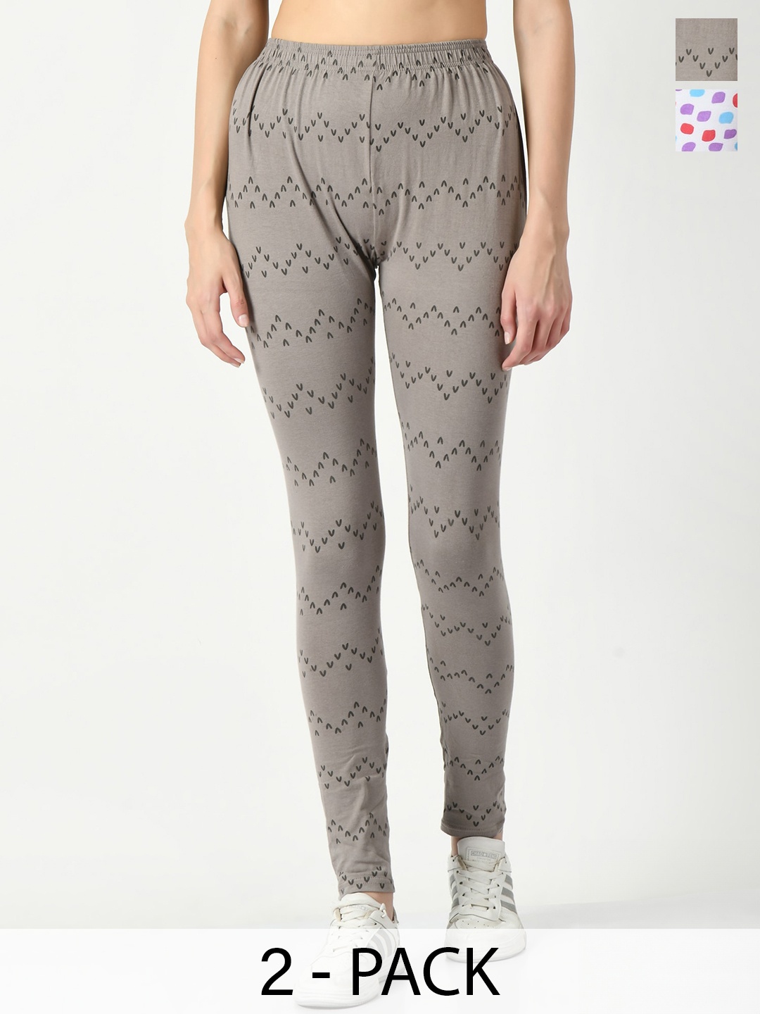 

BAESD Pack Of 2 Printed Slim-Fit Ankle Length Leggings, Grey