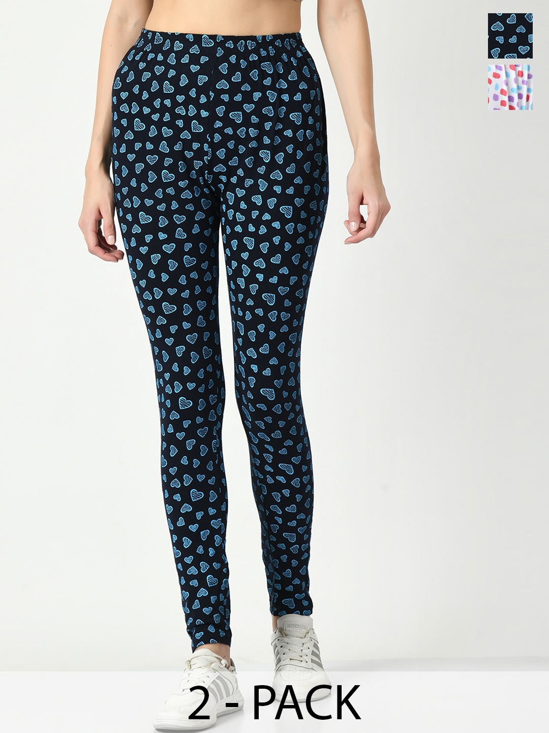 

BAESD Pack Of 2 Printed Slim-Fit Ankle Length Leggings, White