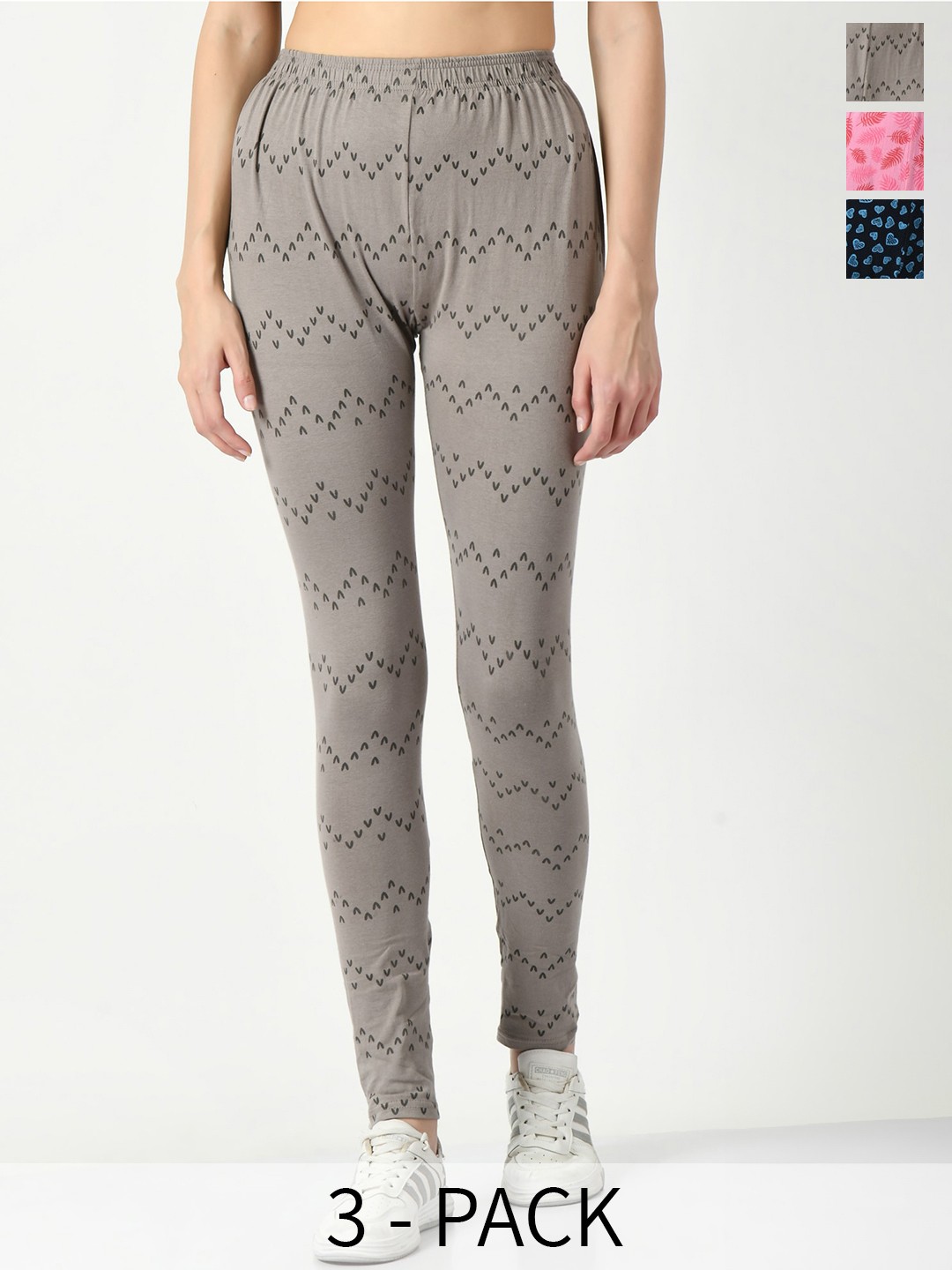 

BAESD Pack Of 3 Printed Ankle-Length Leggings, Pink