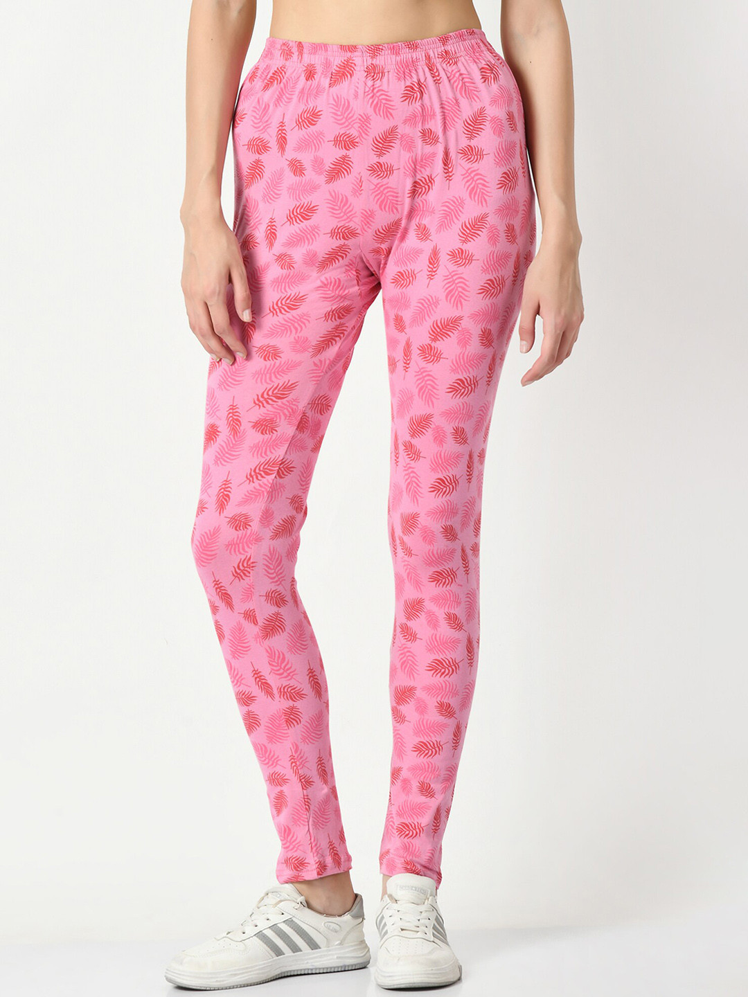 

BAESD Floral Printed Slim-Fit Ankle Length Leggings, Pink