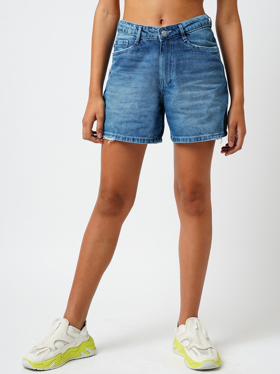 

Kraus Jeans Slim Fit High-Rise Denim Shorts, Blue