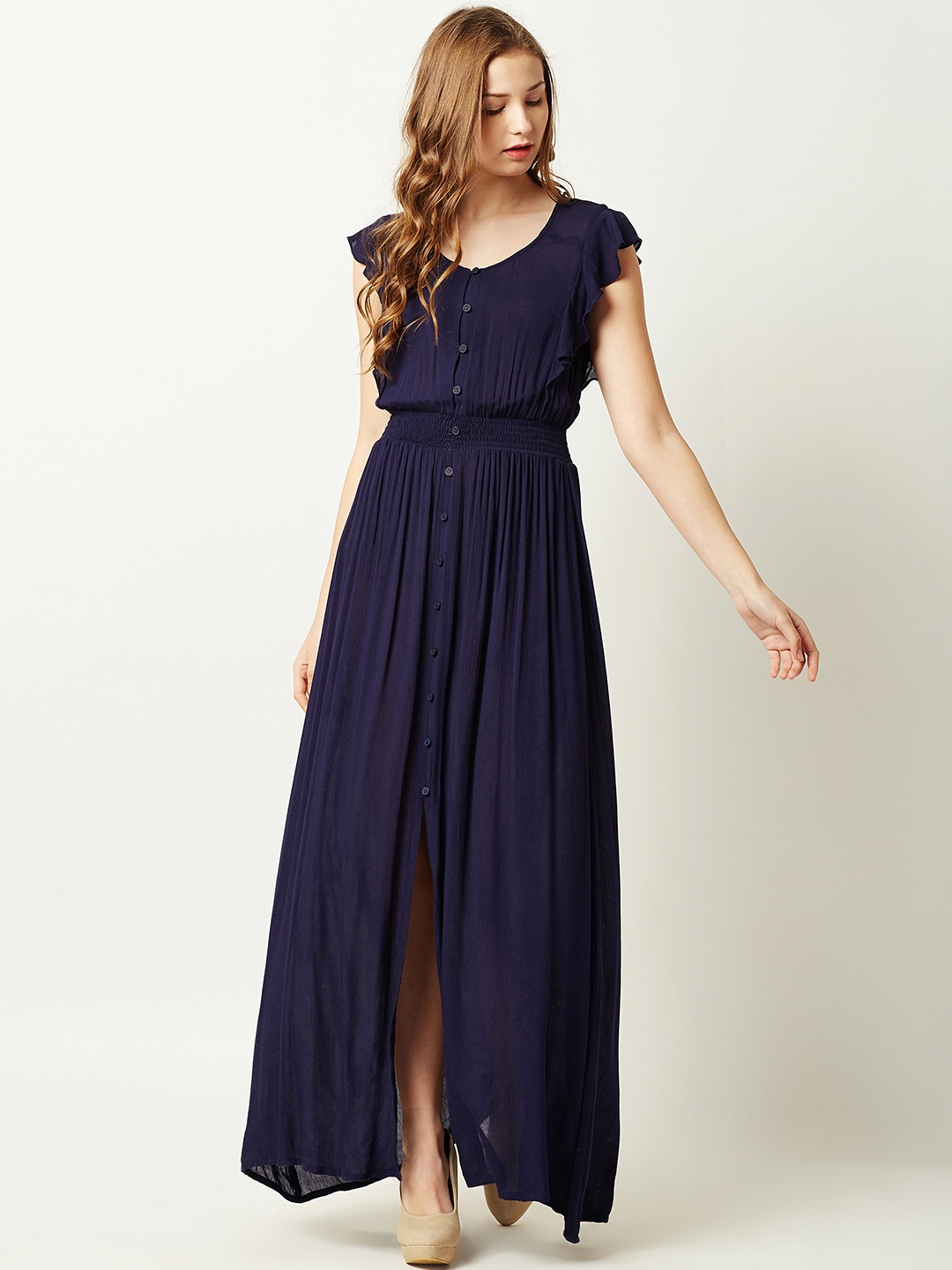 

Miss Chase Women Navy Blue Solid Maxi Dress