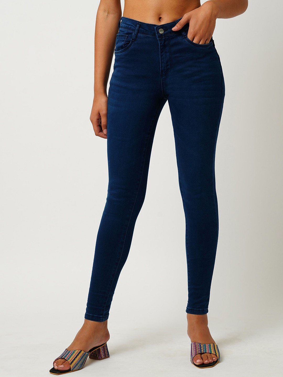 

Kraus Jeans Women Mid-Rise Clean Look Stretchable Jeans, Blue