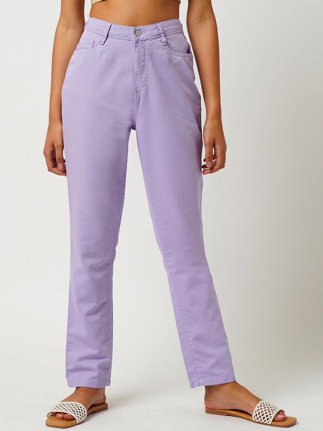 

Kraus Jeans Women Straight Fit High-Rise Stretchable Jeans, Purple