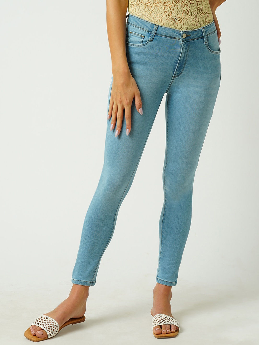 

Kraus Jeans Women Skinny Fit Clean Look Stretchable Jeans, Blue