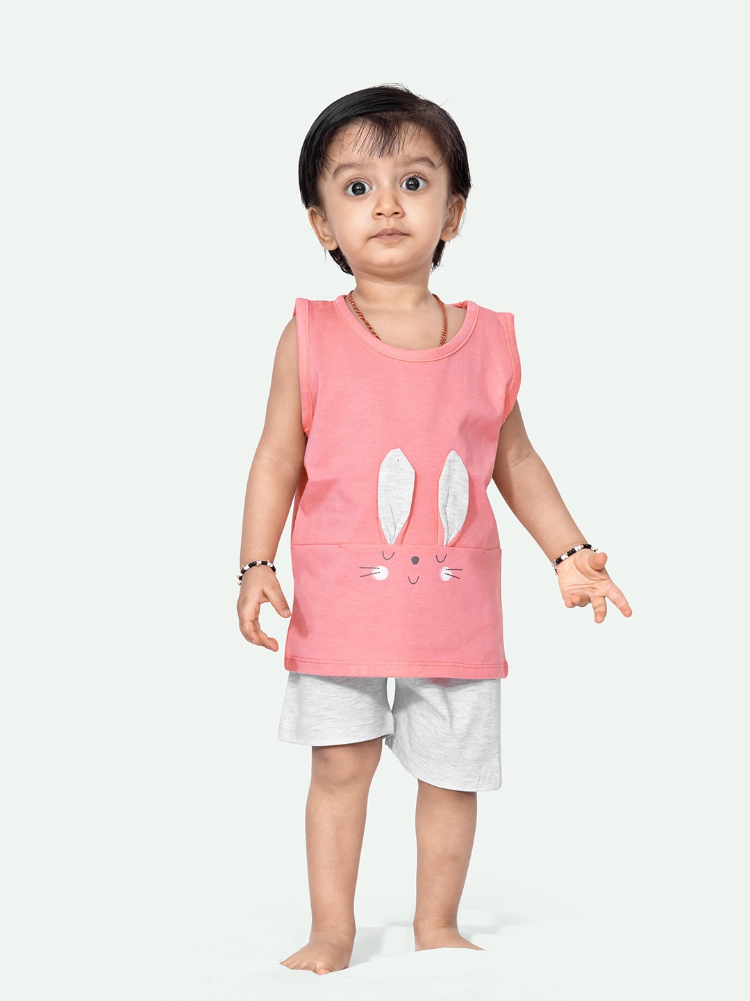 

ariel Kids Printed T-shirt with Shorts, Pink