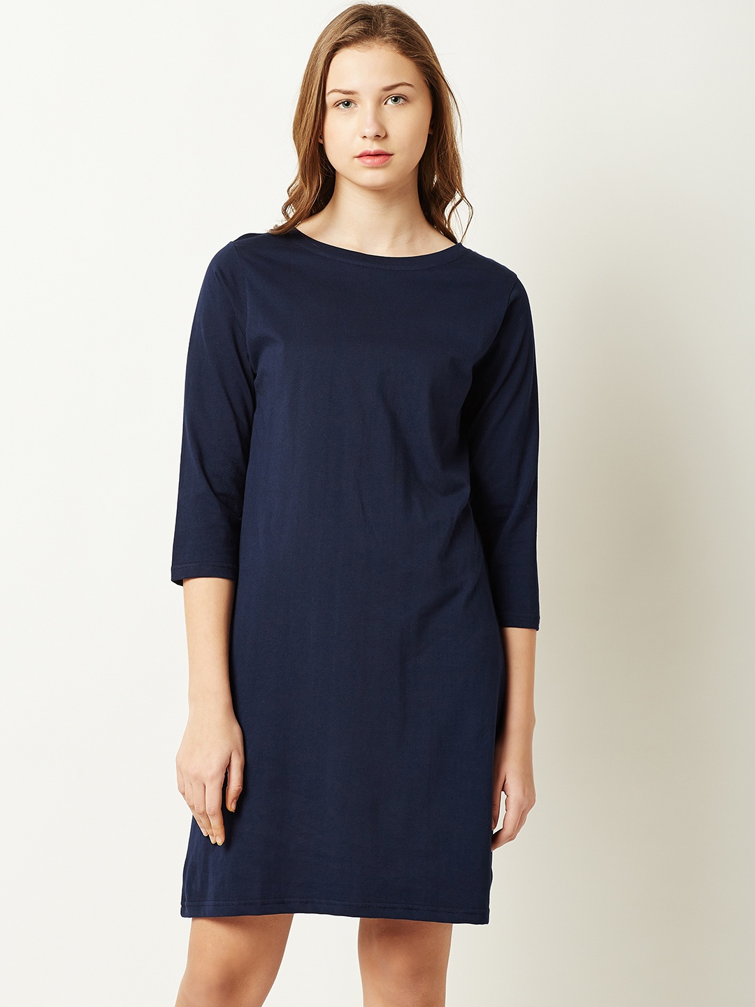 

Miss Chase Women Navy Blue Solid Sheath Dress
