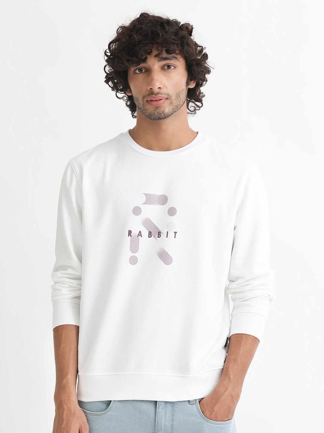 

RARE RABBIT Men Dunsto Typography Printed Sweatshirt, White