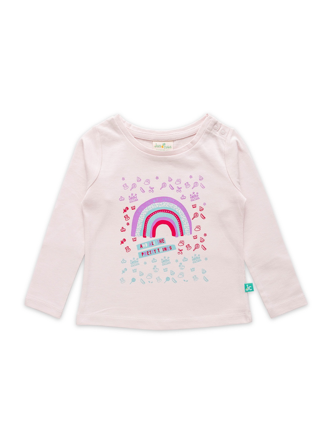 

JusCubs Girls Graphic Printed Cotton T-Shirt, Pink
