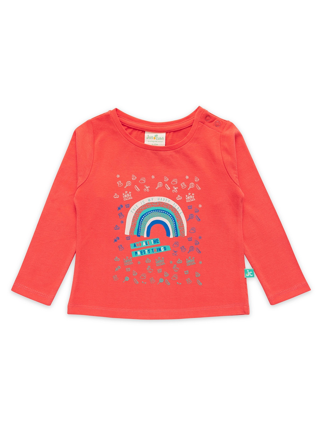 

JusCubs Infants Girls Girls Conversational Printed Cotton T-shirt, Orange