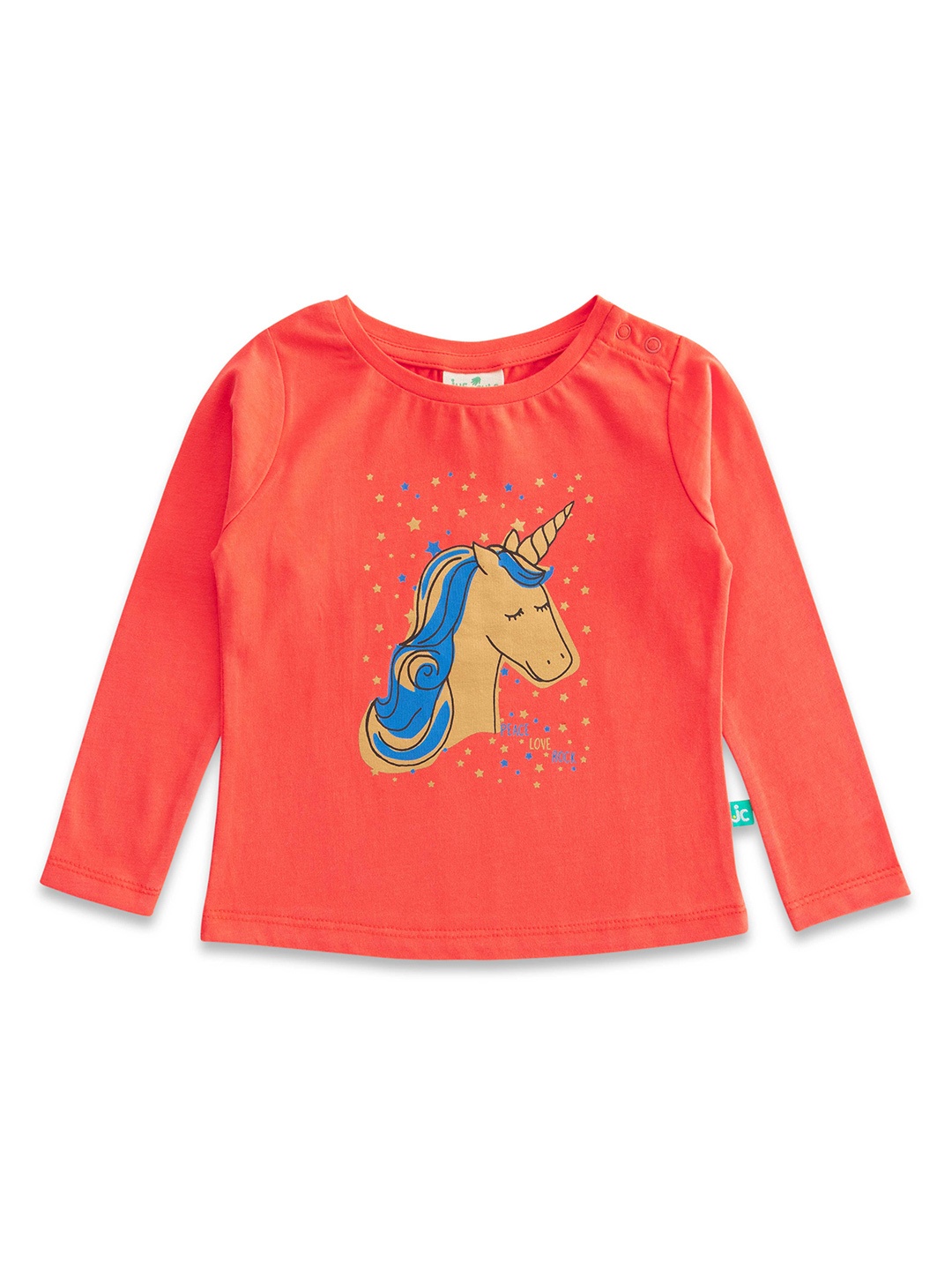 

JusCubs Girls Unicorn Graphic Printed Cotton T-Shirt, Orange