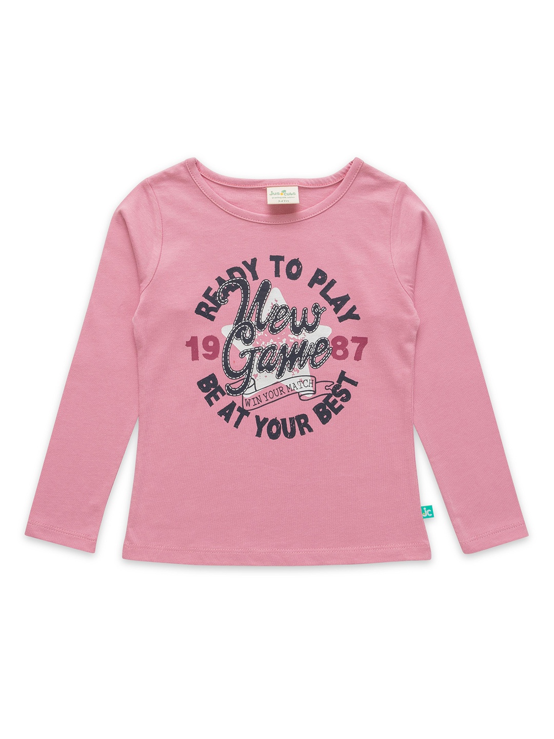 

JusCubs Girls Typography Printed Cotton T-Shirt, Pink