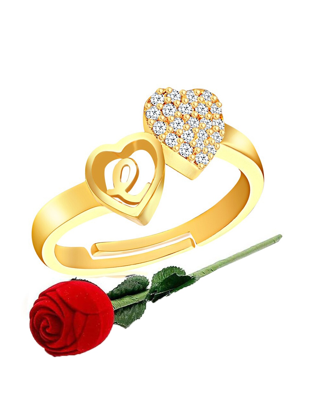 

MEENAZ Gold-Plated CZ Studded Finger Ring