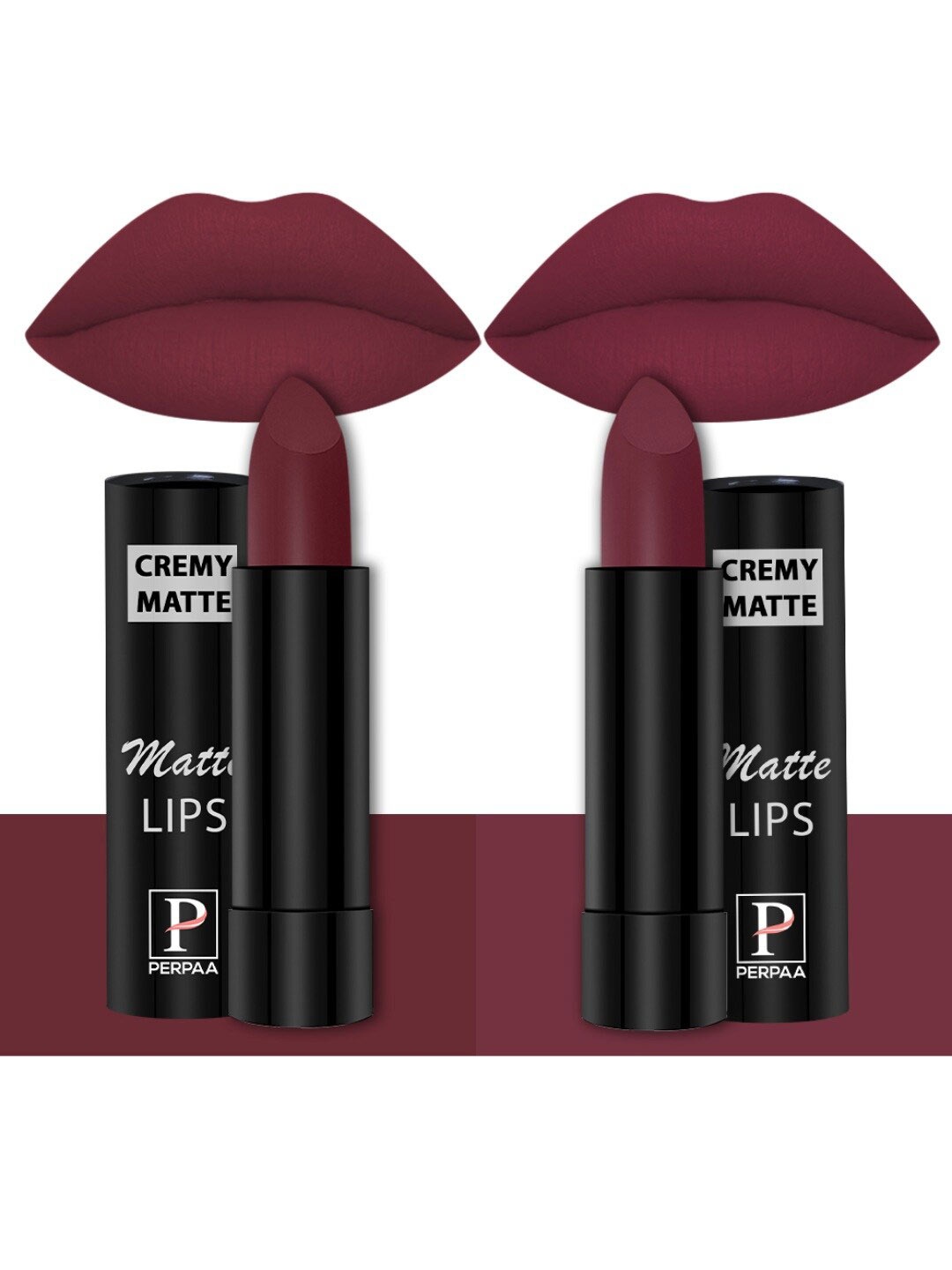 

PERPAA Creamy Matte Set Of 2 Long Stay Intense Lipstick 3.5g Each 95-96, Maroon