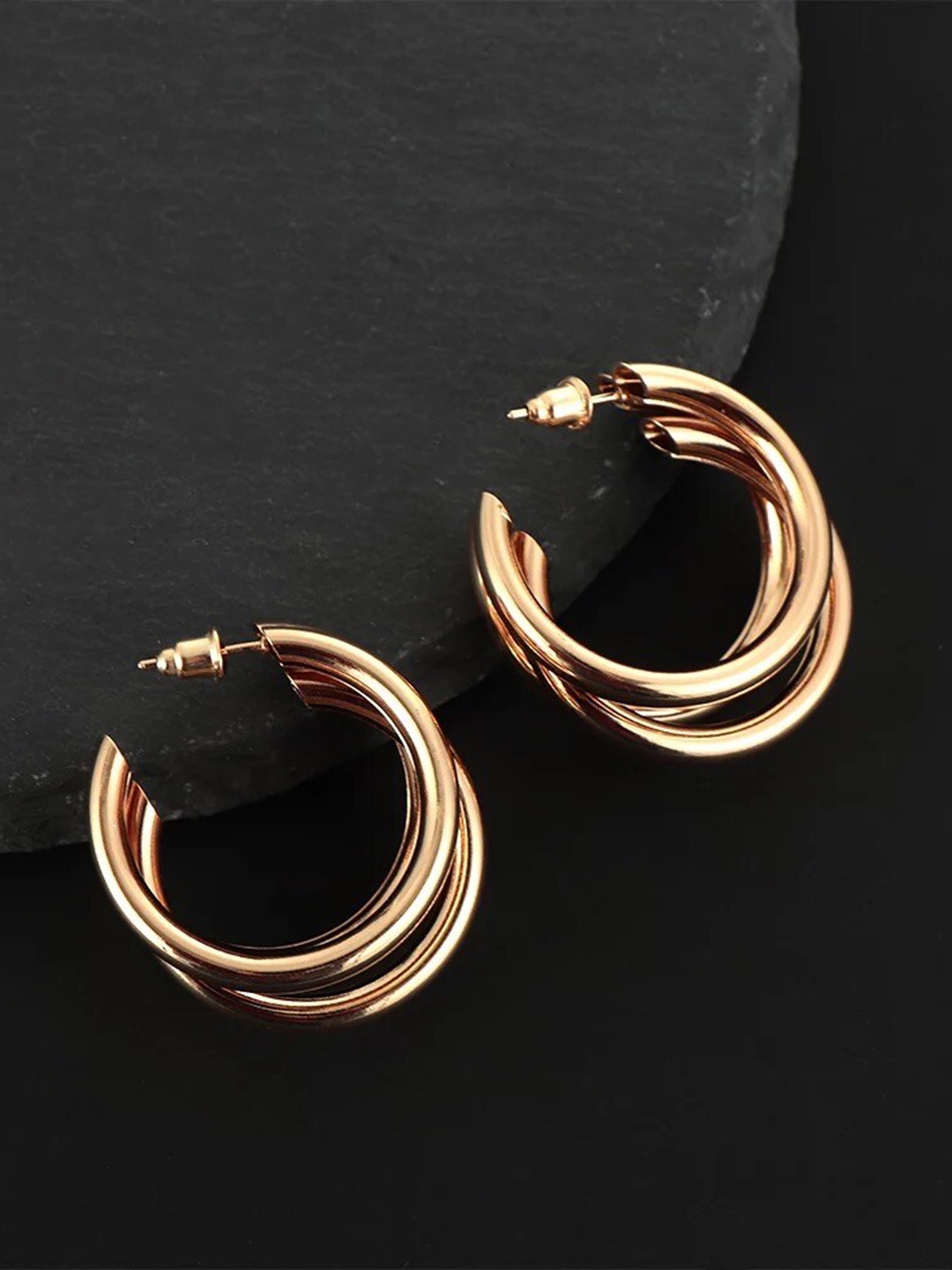 

Shining Diva Fashion Gold-Plated Contemporary Half Hoop Earrings