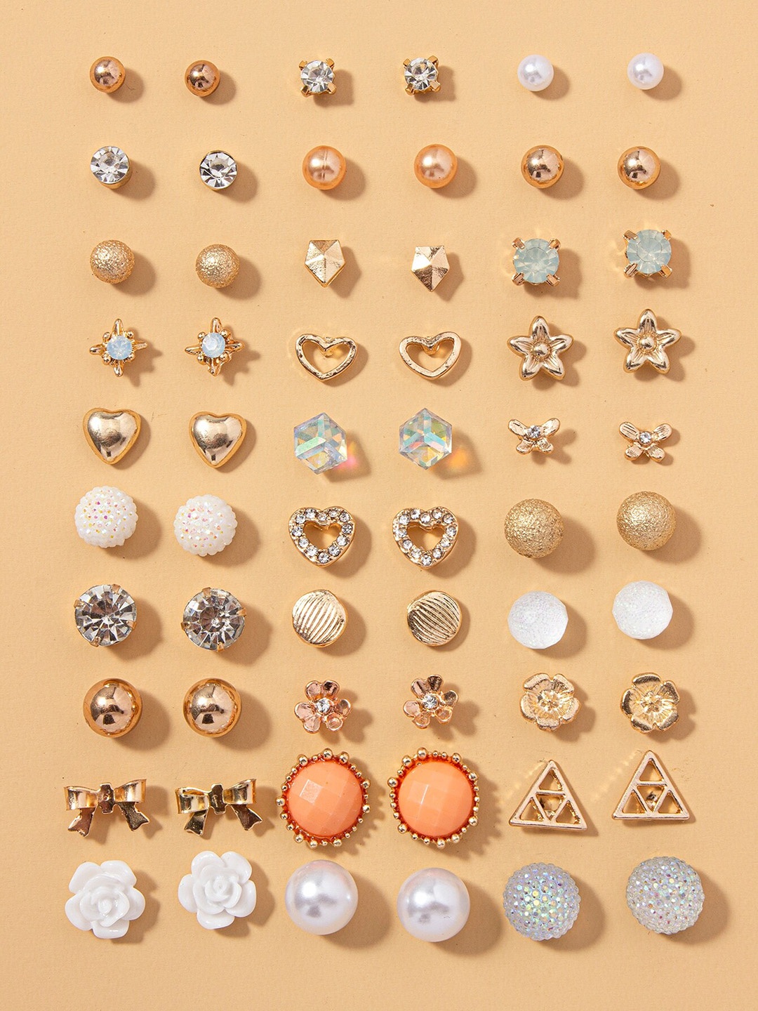 

Shining Diva Fashion Set of 30 Gold-Plated Contemporary Studs Earrings