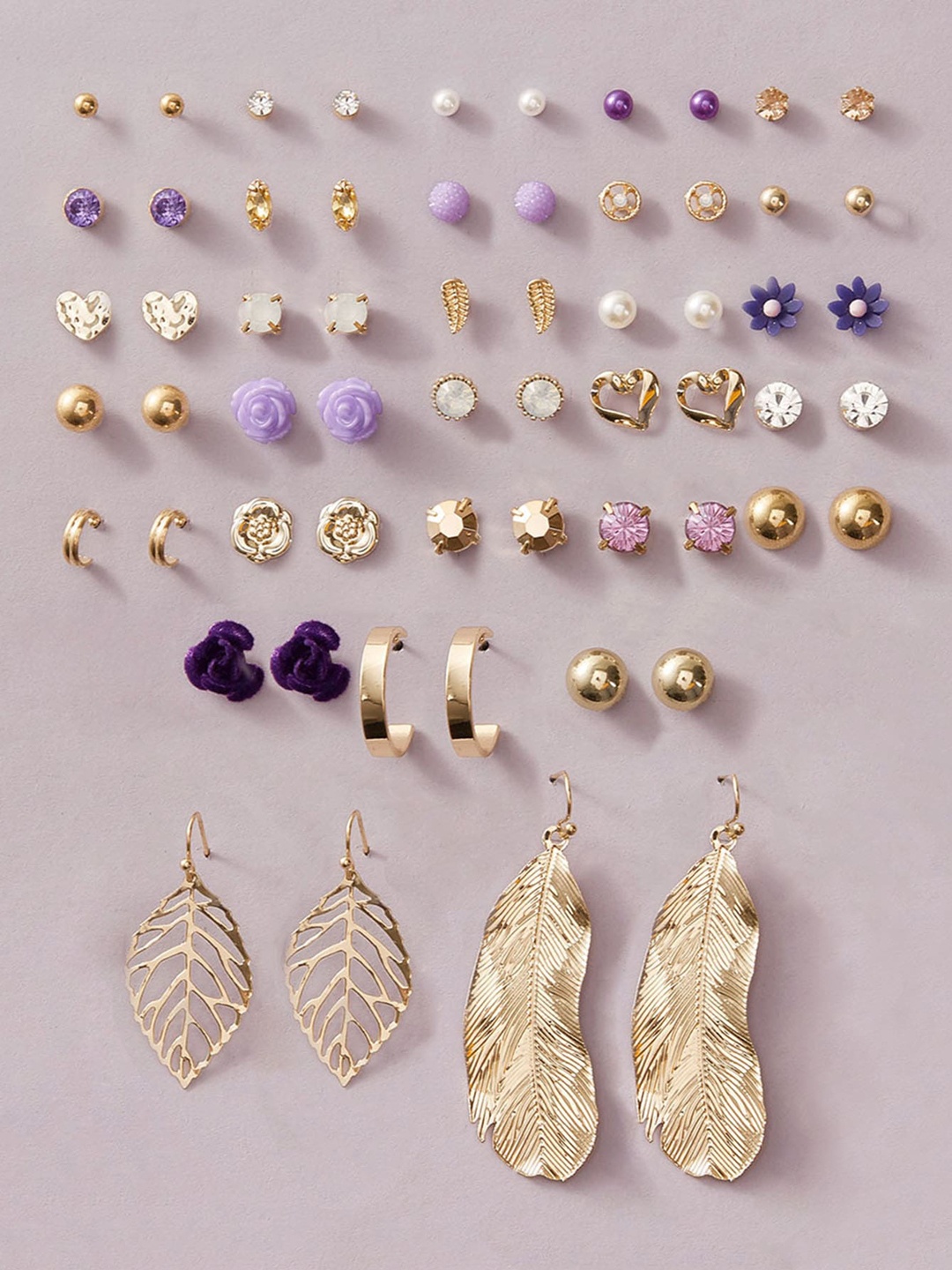 

Shining Diva Fashion Set Of 30 Gold-Plated Contemporary Studs Earrings