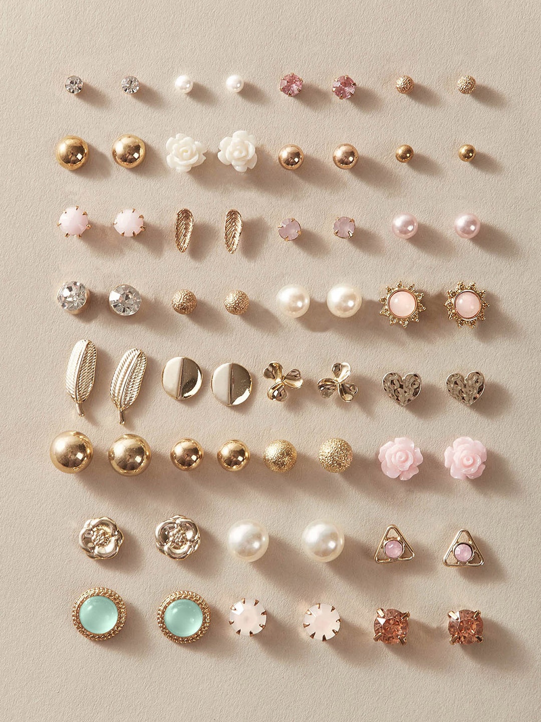 

Shining Diva Fashion Set Of 30 Gold-Plated Contemporary Studs Earrings