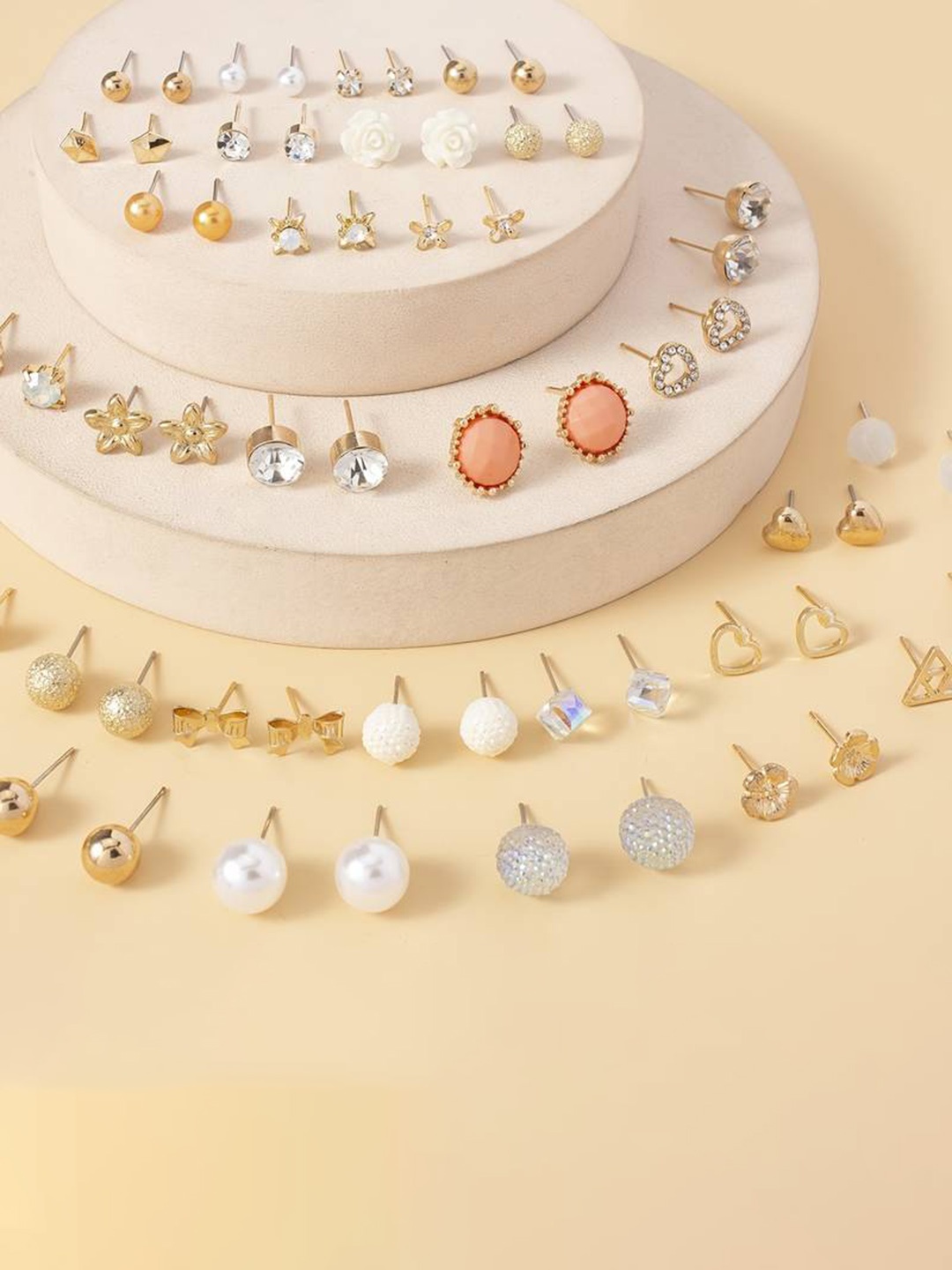 

Shining Diva Fashion Set Of 30 Gold-Plated Contemporary Studs Earrings