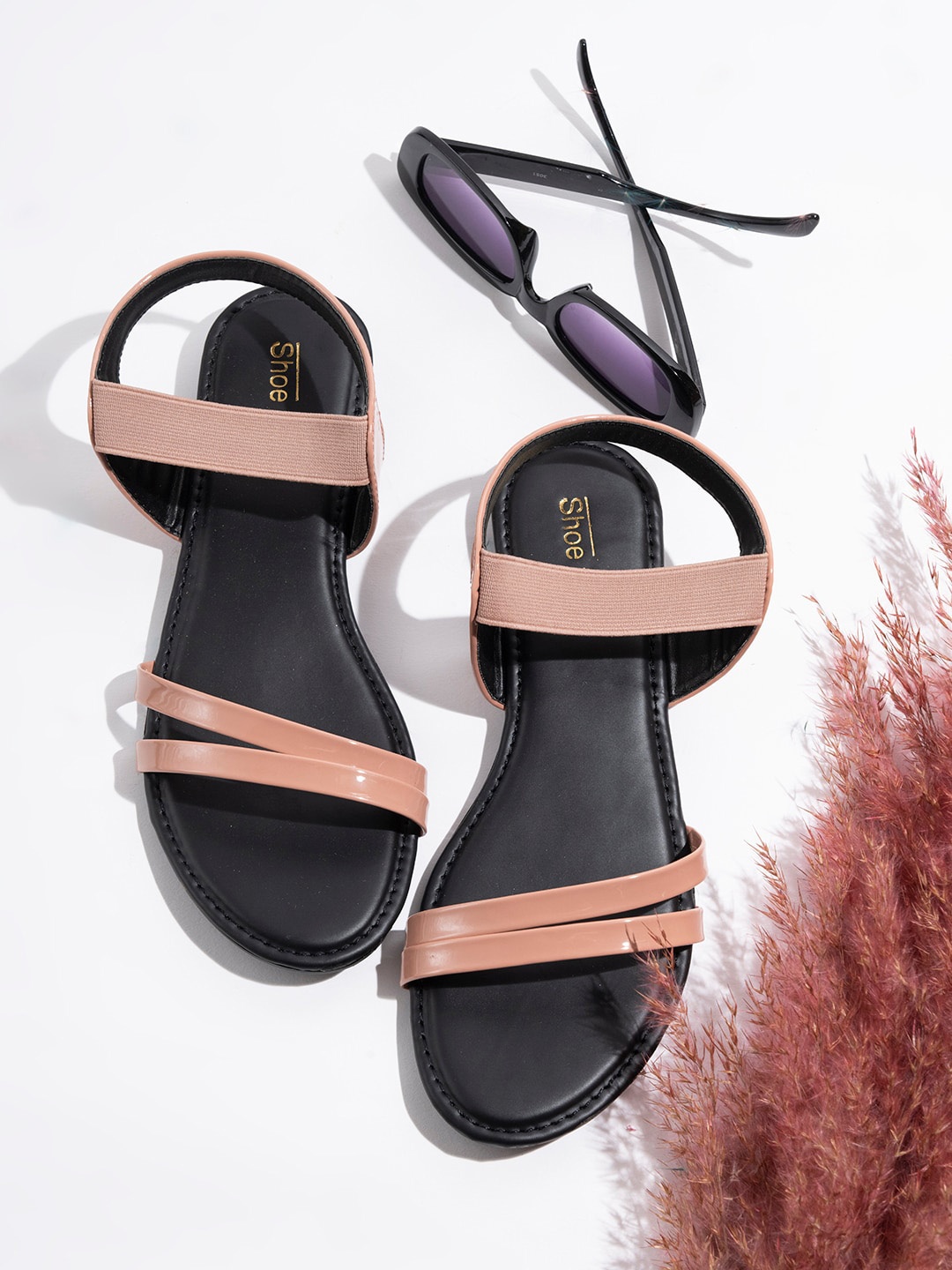 

Shoetopia Girls Open Toe Flats With Backstrap, Peach